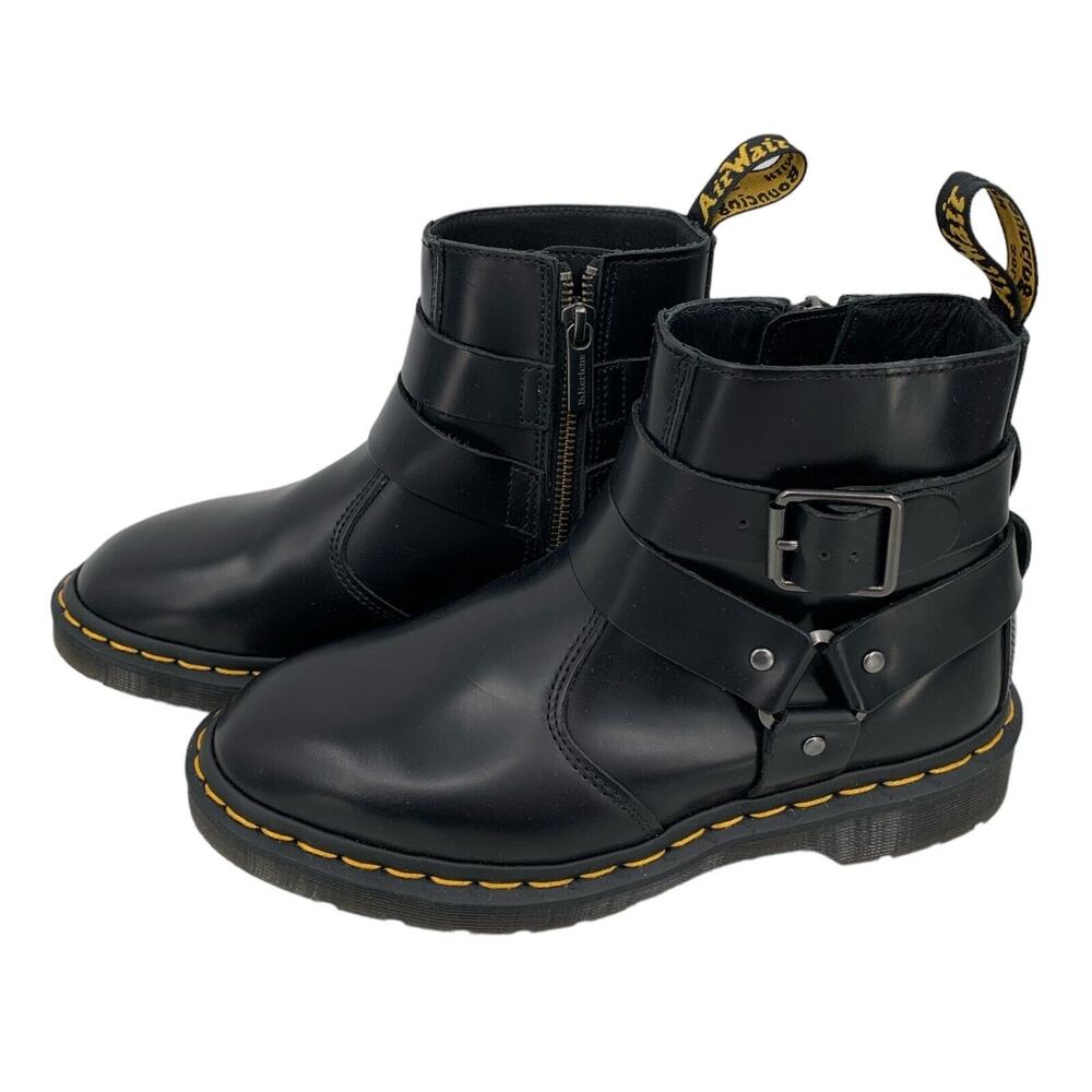 Doc Dr Martens Jaimes Harness Chelsea Boots Polished Smooth Leather Womens 6